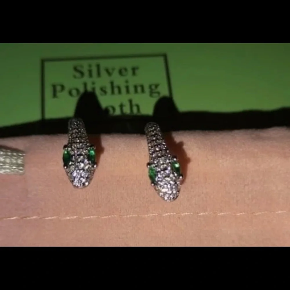 🌟HOST PICK🌟ELEGANT SPARKLING ZIRCON SNAKE 925 STERLING SILVER STUD EARRINGS - Picture 10 of 11